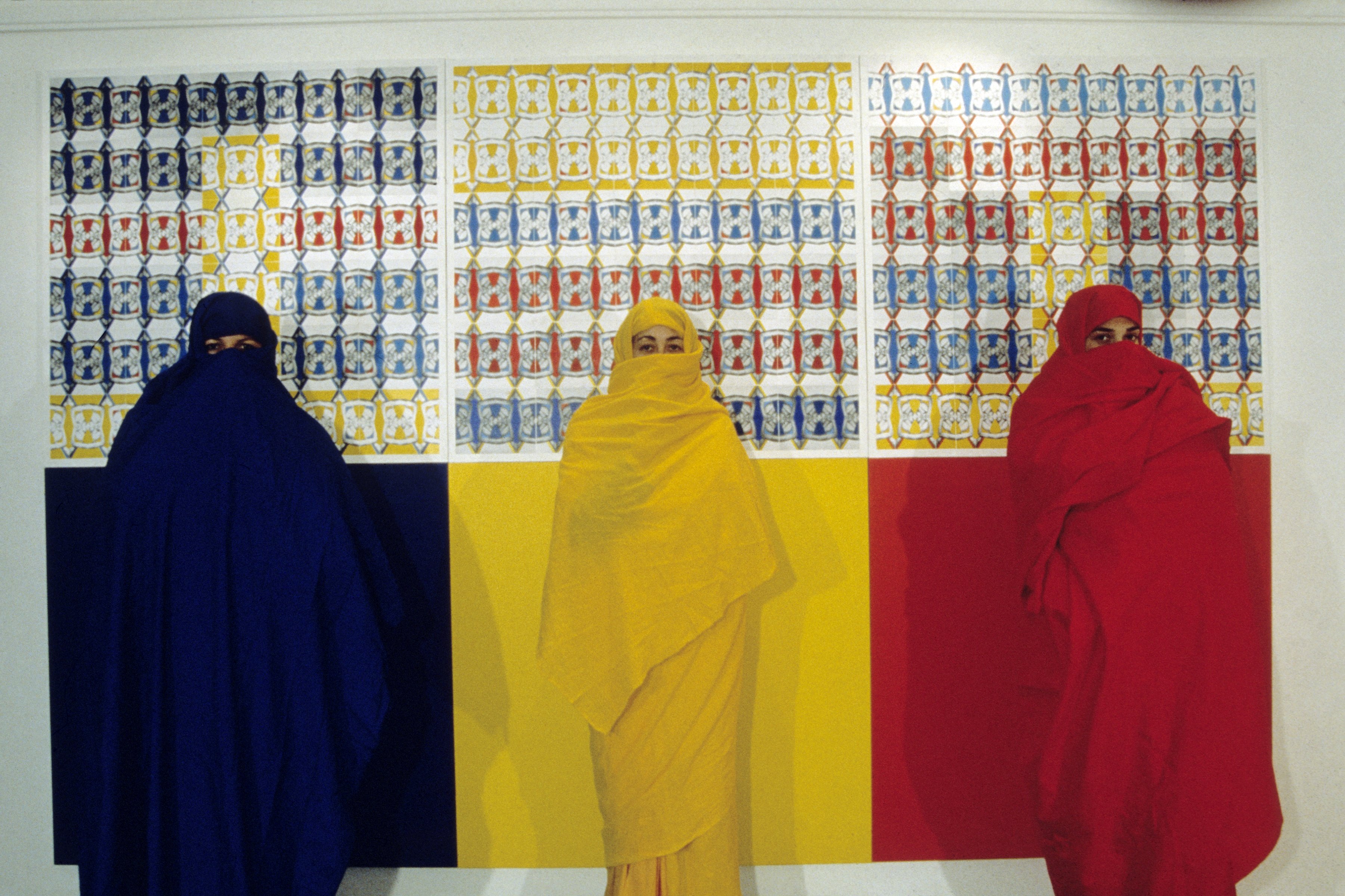 Fassih Keiso, Sasha and Natasha Knead each other in red square, 1996, (documentation of work with performance) acrylic and black and white photographs on board 