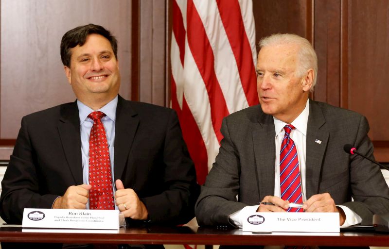 President Joe Biden and new chief of staff Ron Klein